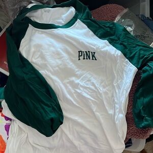 Pink Victoria Secret baseball tee NWOT L